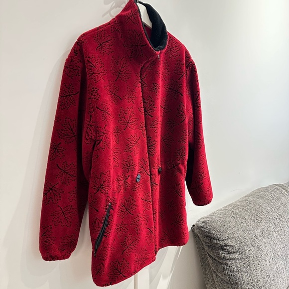 Vintage Nanuk Faux Fur 90s Fall Leaves 🍁 Autumn Fleece Coat Large - Picture 4 of 13